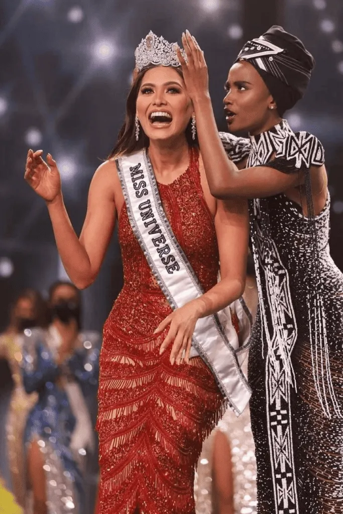 Miss Universe 2020 in custom Ophir panel fabric