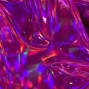 Hot Pink Holographic Liquid PU Fabric