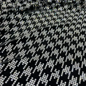 Houndstooth Zircon Crystal Velvet Fabric